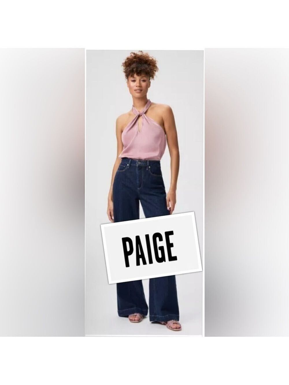 🌸NEW Paige Presa size L Twist halterneck Bodysuit in LUXE Satin Aurora